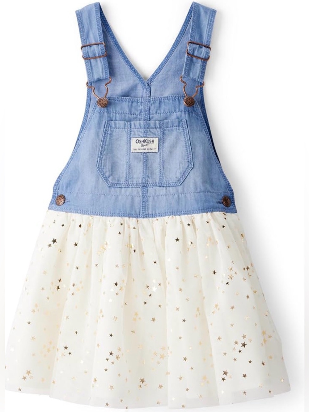 Toddler OshKosh Denim White Tulle with Gold Stars Skirtall (2T)